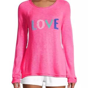Lilly Pulitzer pink “LOVE” Danette Graphic Crewneck Sweater, Size Small